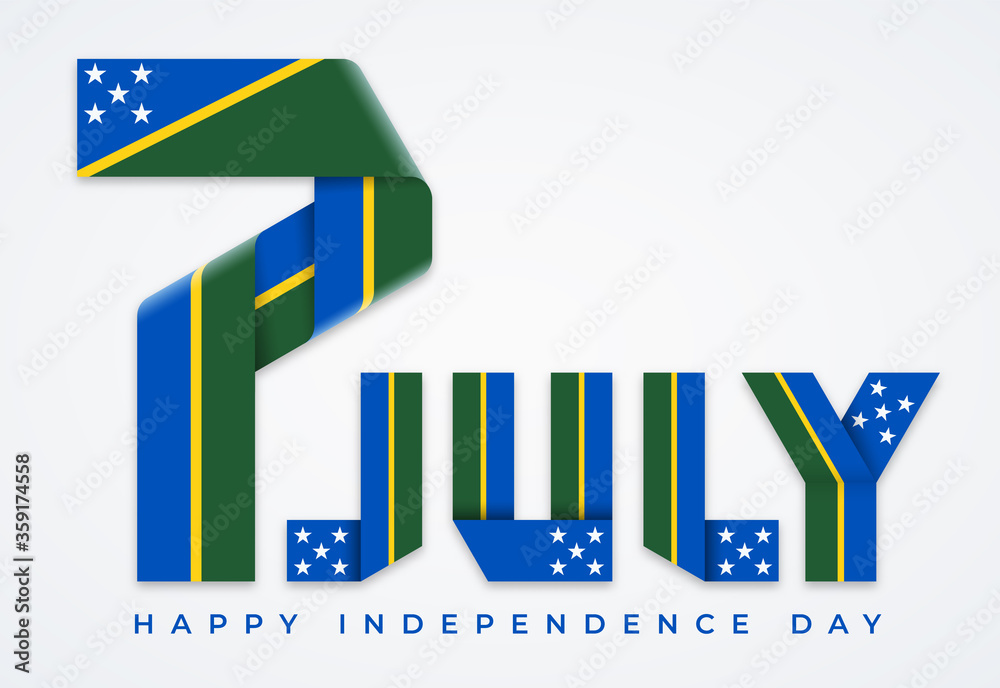 July 7, Independence Day of Solomon Islands congratulatory design with flag of Solomon Islands elements. Vector illustration.