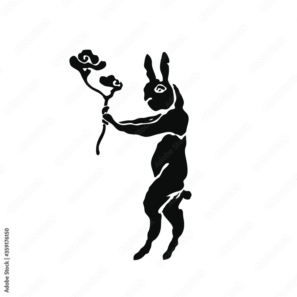Moon hare rabbit logo icon symbol of ancient Chinese mythology culture ...