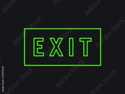 exit sign vector. green color. line sign