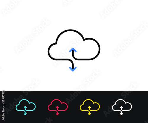 Cloud data sync icon. Premium quality graphic design. Modern signs, outline symbols collection, simple thin line icons set for websites, web design, mobile app, infographics- Editable Stroke

