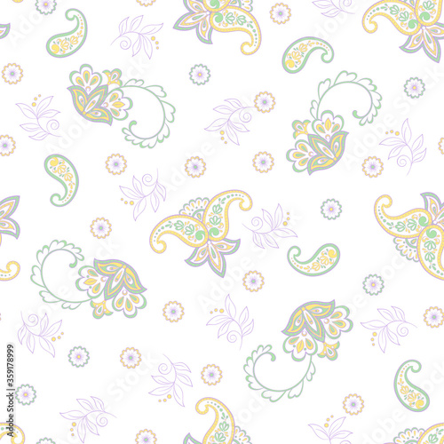 Paisley seamless floral pattern. Damask vintage background