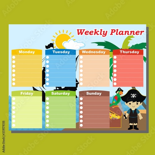 Little pirate weekly planner for kids
