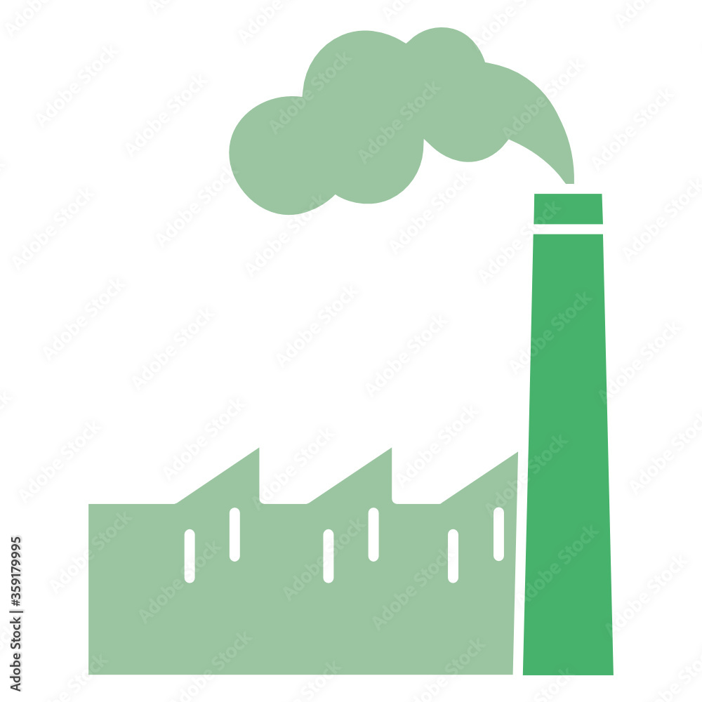 Biomass Green Energy Factory Non Smoke Environment Friendly Industry Concept Vector Icon, Ecology Symbol Design, Renewable and Sustainable Resource Symbol on white background 