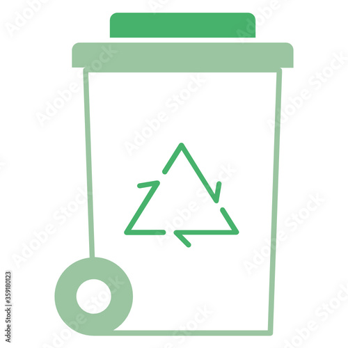 Wheels Recycling Bins Concept, Saving Earth Ecology, Waste recycle management Equipment vector icon Design, 