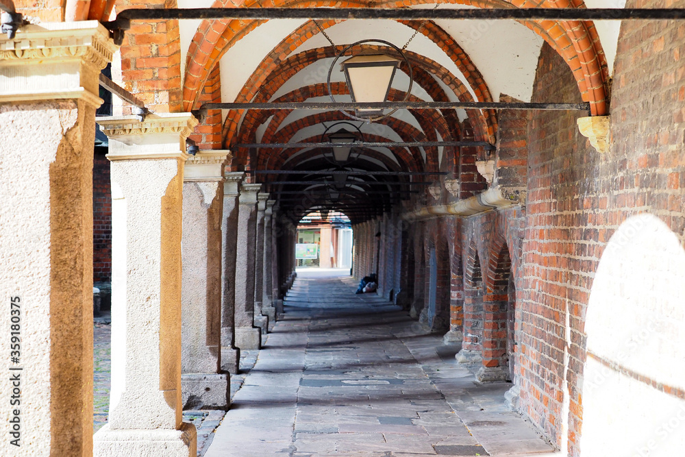 Fototapeta premium Medieval arched passage in the Hanseatic city of Lubeck, Germany