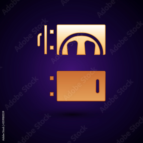 Gold Crematorium icon isolated on black background. Vector.