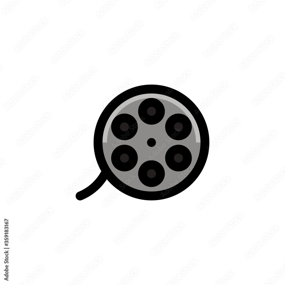 Film Roll Icon Flat Illustration Logo Vector
