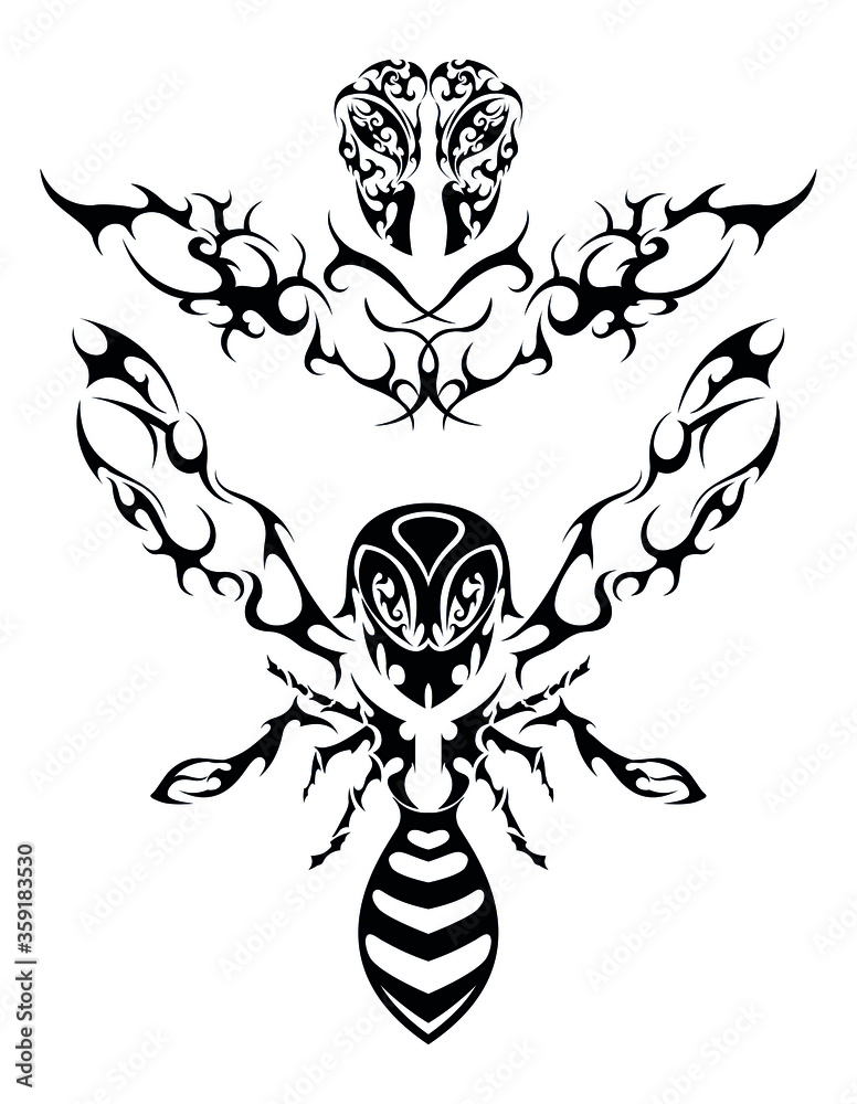 hornet poison sting insect abstract tattoo sticker symbol