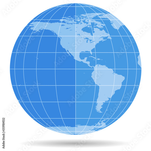 Globe Earth symbol flat icon isolated on white background. America, Antarctica, Arctic.
