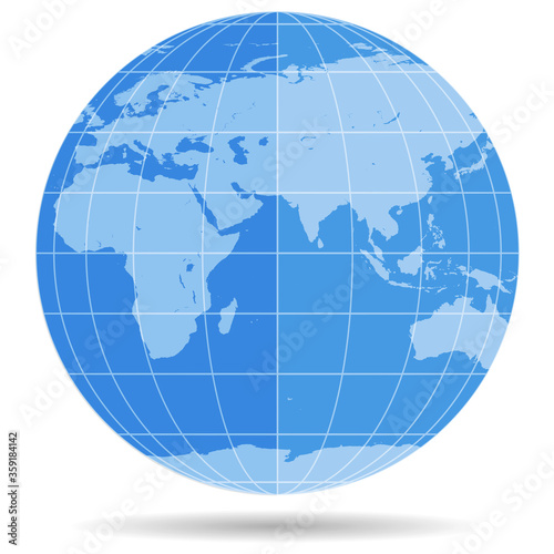 Globe Earth symbol flat icon isolated on white background. Europe  Asia  Africa  Australia  Antarctica  Arctica.