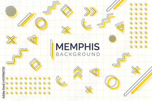 Minimal geometric memphis background with modern simple elements.
