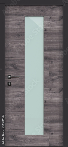 Door texture, antik wood color with glass, for loft style interior 3D render