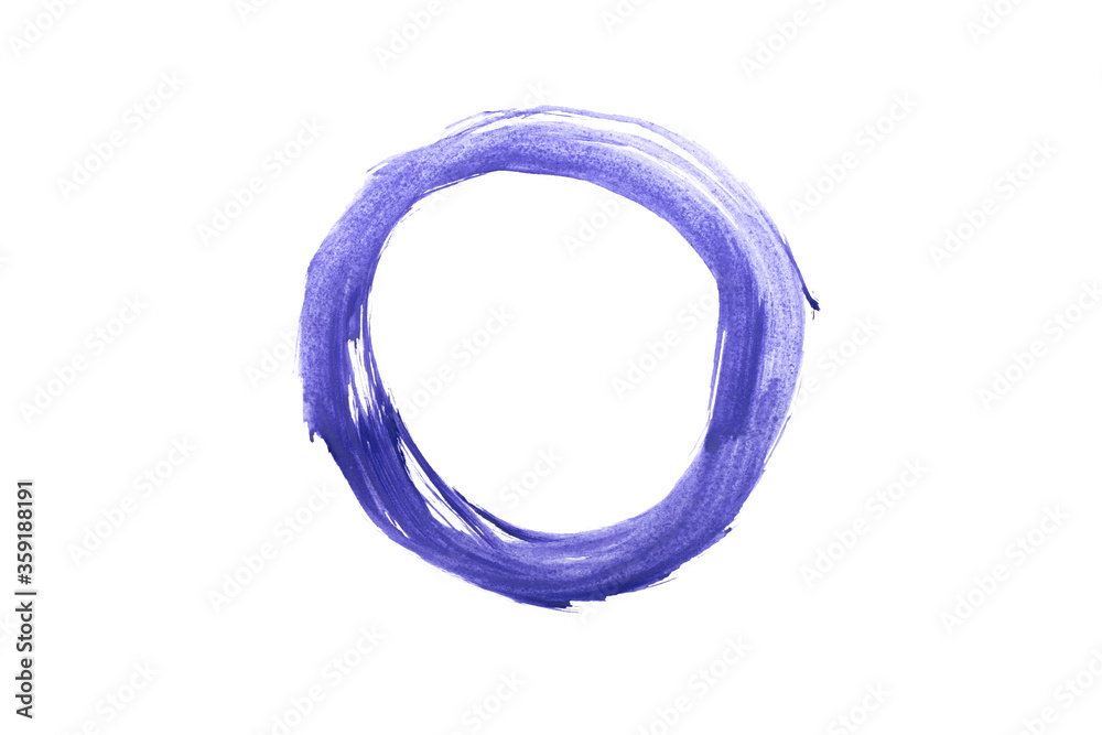 Round frame for text or photo in blue carelessly painted with paint on a white background. Blank for layout or design elements. Round frame for text or photo in blue carelessly painted with paint on a white background. Blank for layout or design elements.