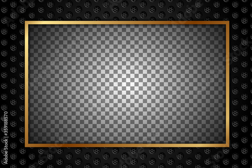 Gold and perforated metal texture frame with shadows isolated on transparent background. 3d. Easy to edit and customize. EPS10.
