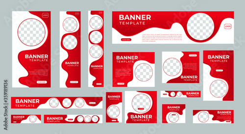 set of creative web banners of standard size with a place for photos. Business ad banner. Vertical, horizontal and square template. vector illustration EPS 10	