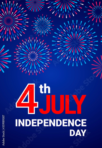 Vector 4th July Independence Day template with festive fireworks