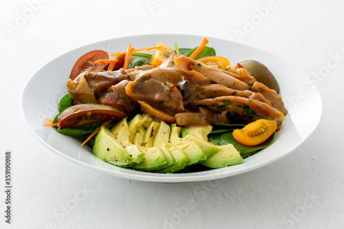 Baked Honey Mustard Chicken with avocado and salads