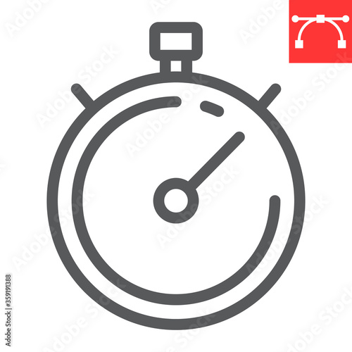 Stopwatch line icon, fitness and sport, timer sign vector graphics, editable stroke linear icon, eps 10.