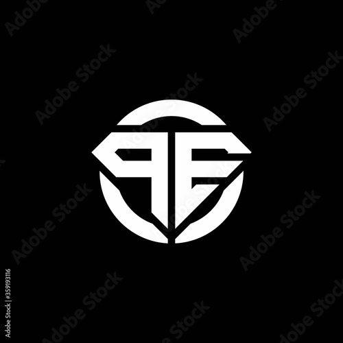 PE monogram logo with diamond shape and ring circle rounded