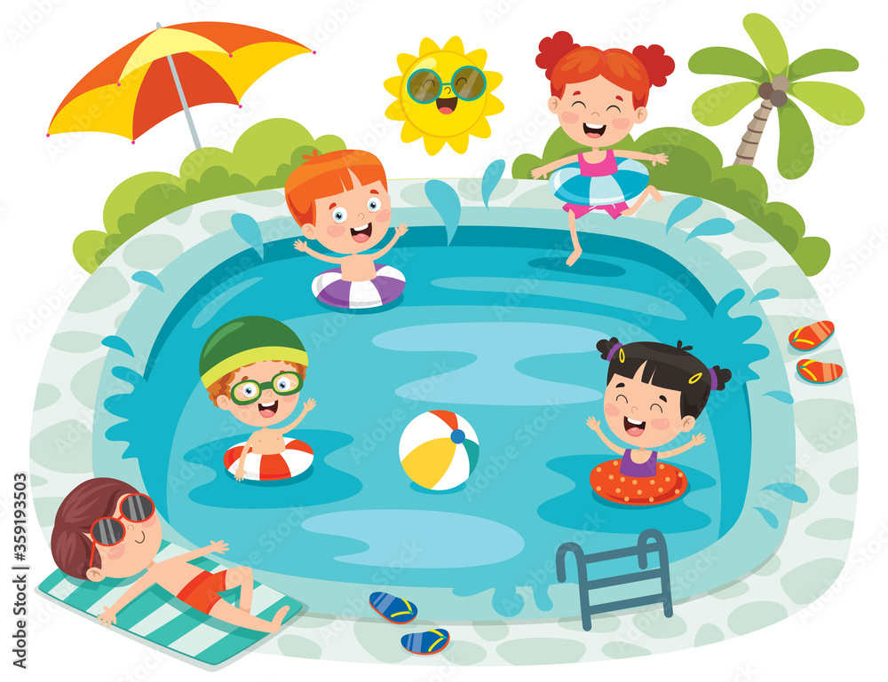 Funny Children And Swimming Pool
