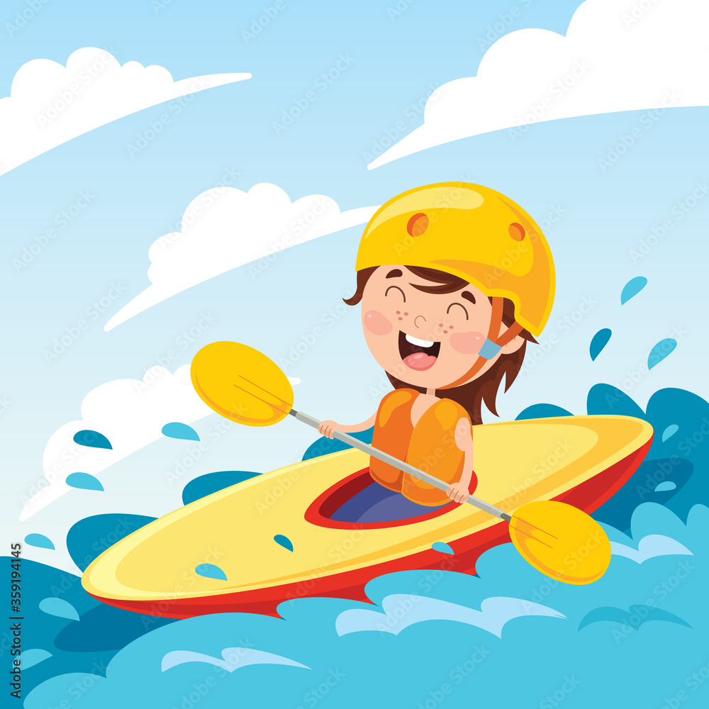 Cartoon Character With A Canoe Stock Vector Adobe Stock
