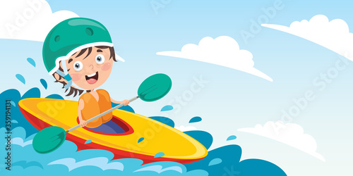Cartoon Character With A Canoe