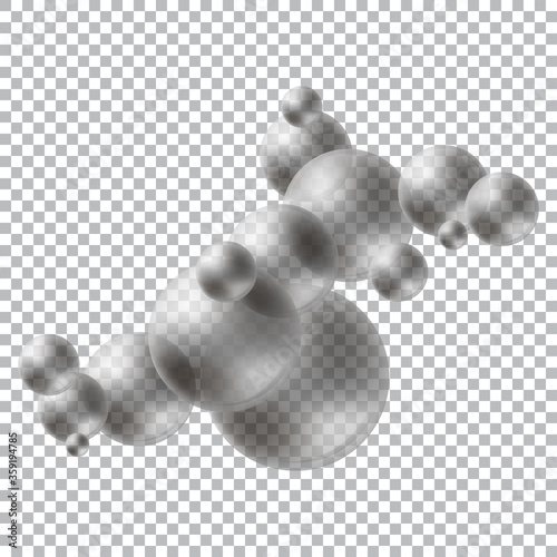 Group of transparent matte spheres. Modern design template with 3d round shapes. Vector abstract background. Eps 10