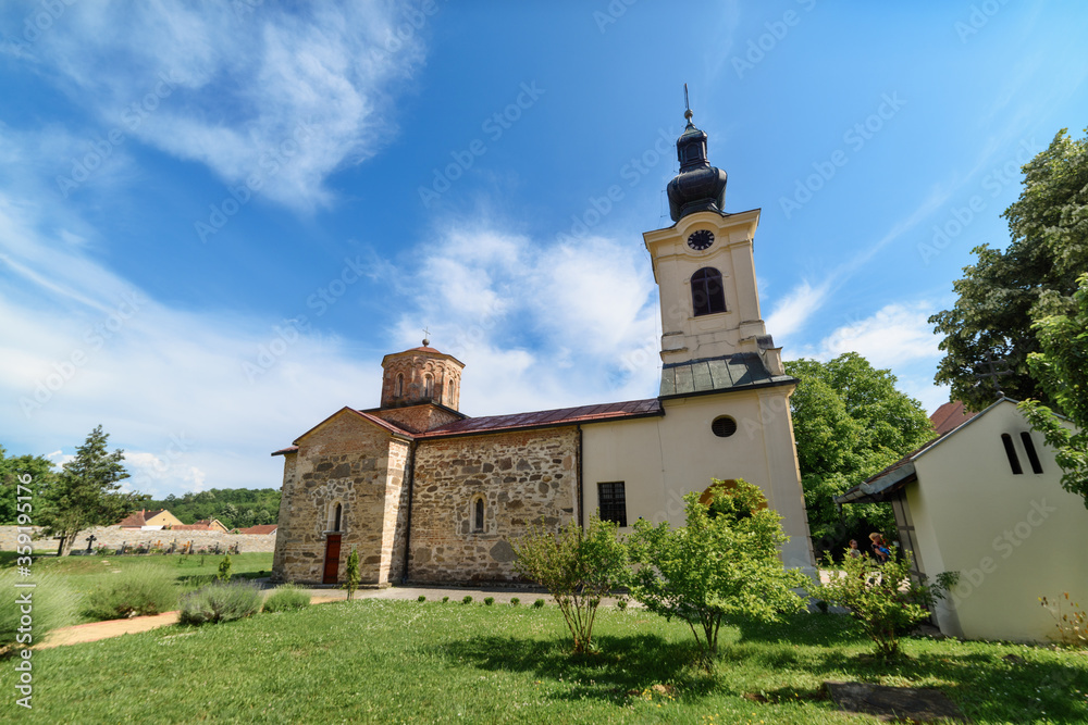 Vrsac, Serbia - June 08, 2020: The Mesic Monastery is a Serb Orthodox monastery situated in the Banat region, in the province of Vojvodina, Serbia. It was founded in the 15th century