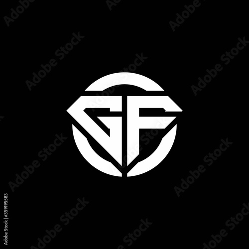 GF monogram logo with diamond shape and ring circle rounded