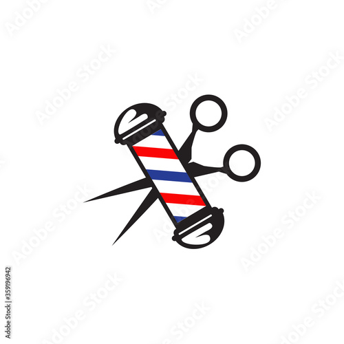 Red Blue Barber shop lamp logo design template