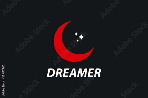 Dreamer Logo, Moon Logo, Star Logo Design Vector Editable