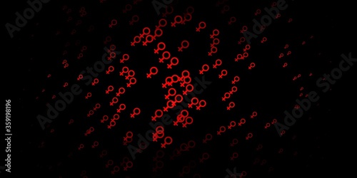 Dark Red vector pattern with feminism elements.