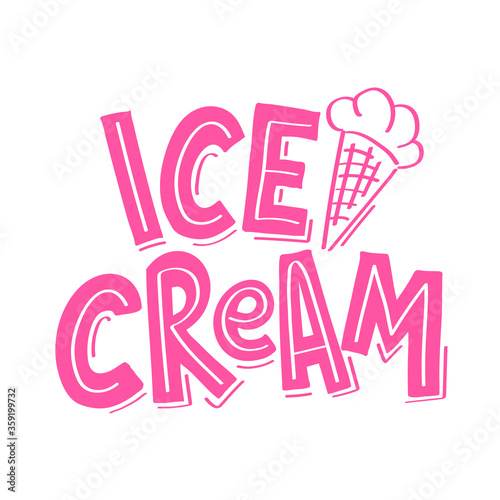 Ice Cream hand lettering logo on white background