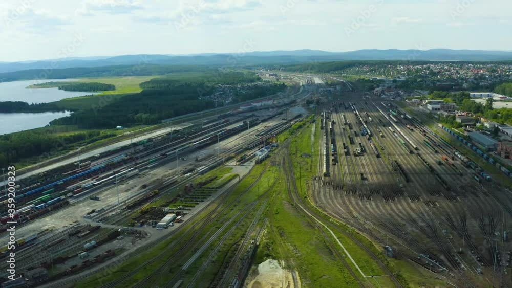 circular panorama of the railway depot and many railway tracks . Large sorting hub for compilation of the trains. circular panorama of the railway depot and many railway tracks . Large sorting hub for compilation of the trains.