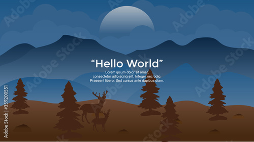 Premium vector banners with polygonal landscape illustration background.