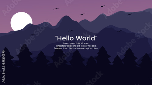 Premium vector banners with polygonal landscape illustration background.