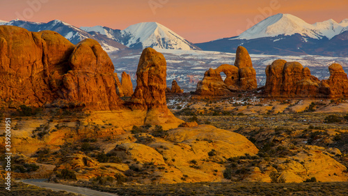Canvas Arches National Park  at sunset