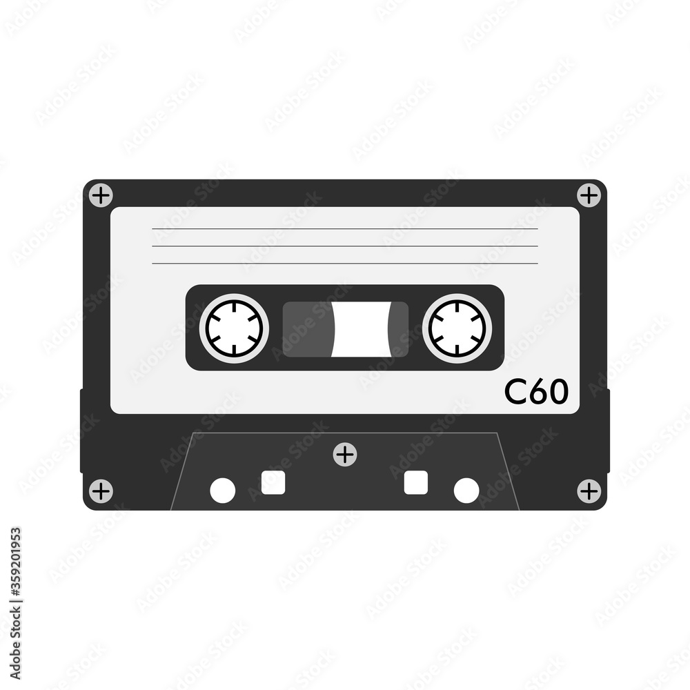 Cassette tape vector, audio cassette retro isolated illustration Cassette tape vector, audio cassette retro isolated illustration