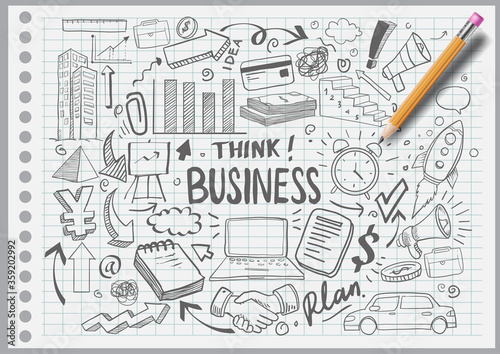 Fototapeta Naklejka Na Ścianę i Meble -  Business Idea doodles icons set. Vector illustration. isolated on white background.