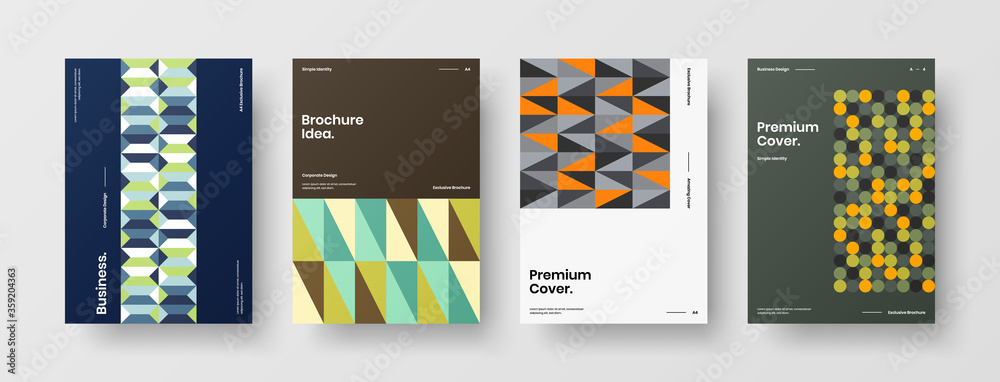 Naklejka premium Abstract brochure cover vector design. Corporate identity geometric illustration template.