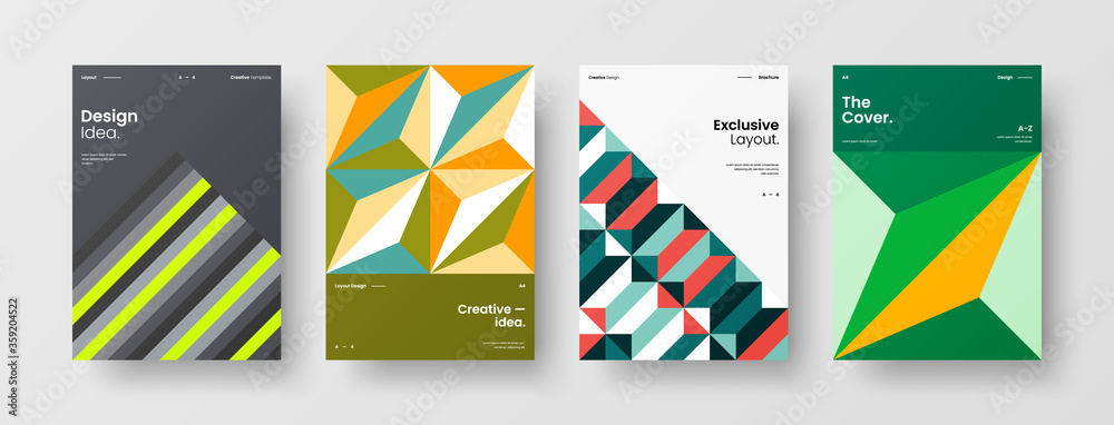 Abstract brochure cover vector design. Corporate identity geometric illustration template.