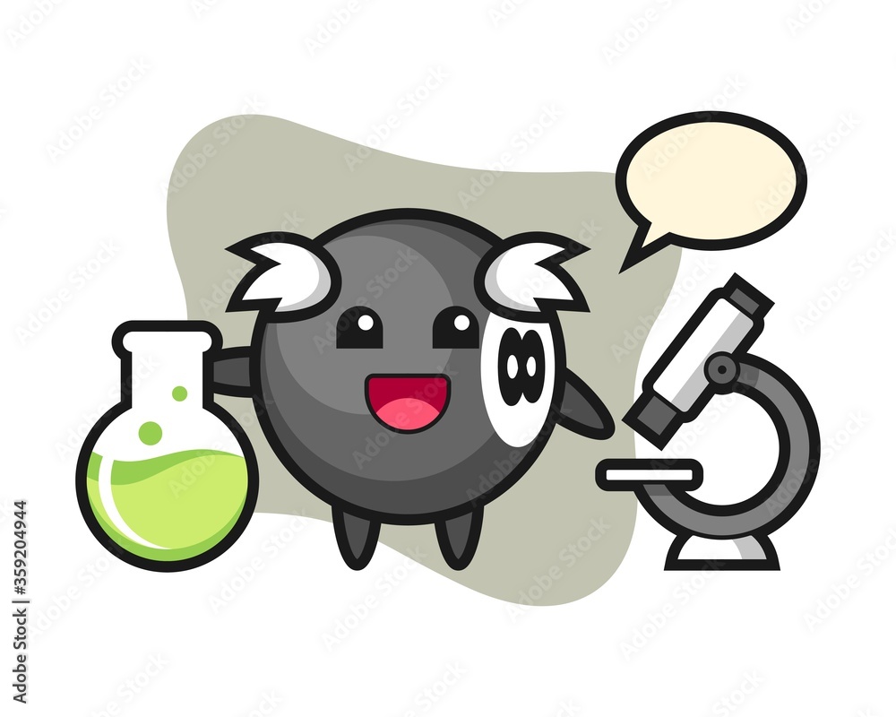 Eight ball billiard cartoon as a scientist Eight ball billiard cartoon as a scientist