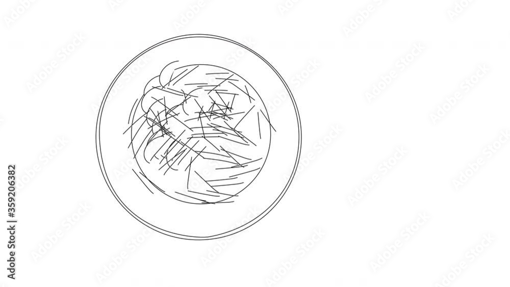 Self drawing animation of plate of pasta, spoon, fork. Italian cuisine and restaurant concept. Copy space. White background. Self drawing animation of plate of pasta, spoon, fork. Italian cuisine and restaurant concept. Copy space. White background.