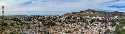 Panoramic view of Granada city from Alhambra castle