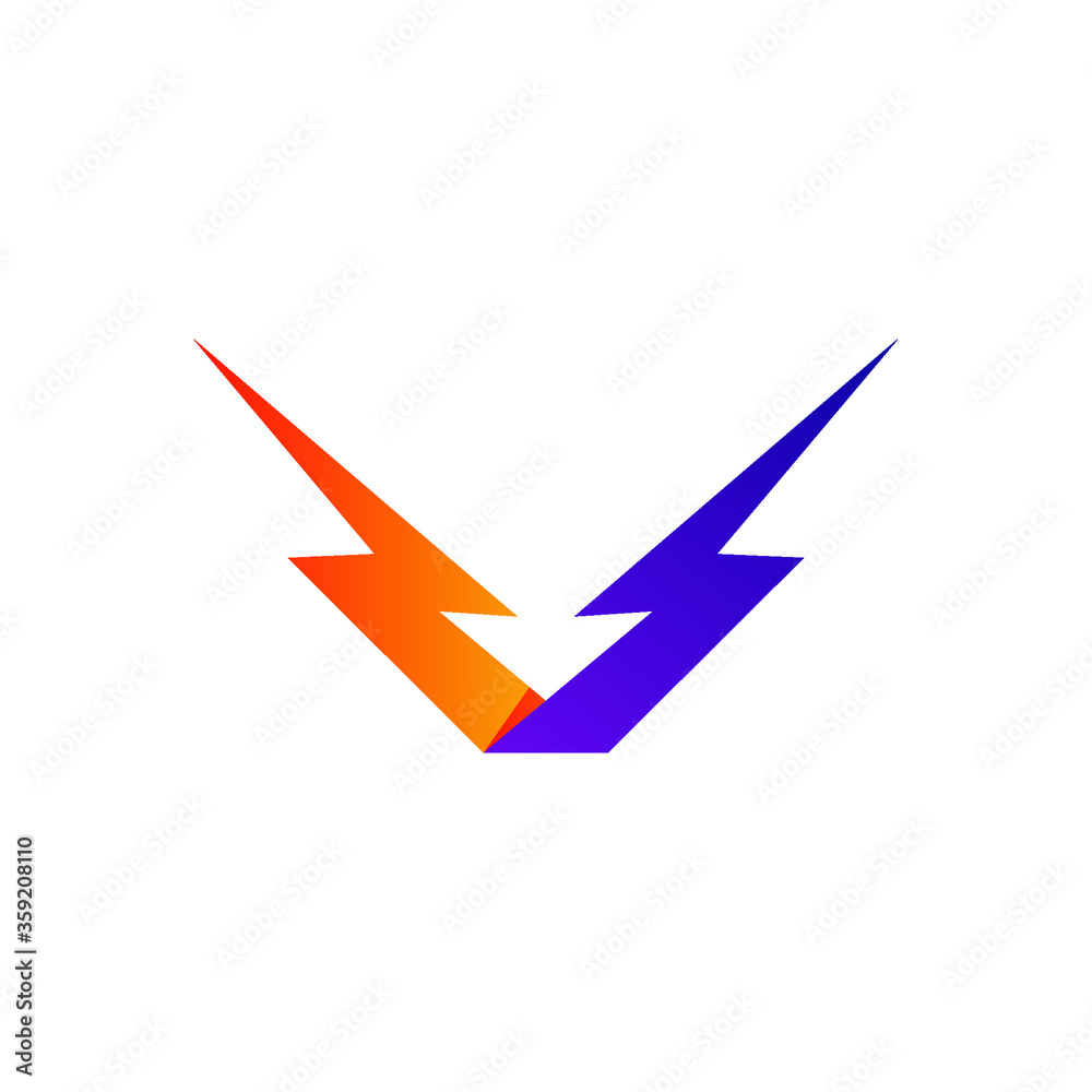 Letter v thunder logo design Stock Vector | Adobe Stock