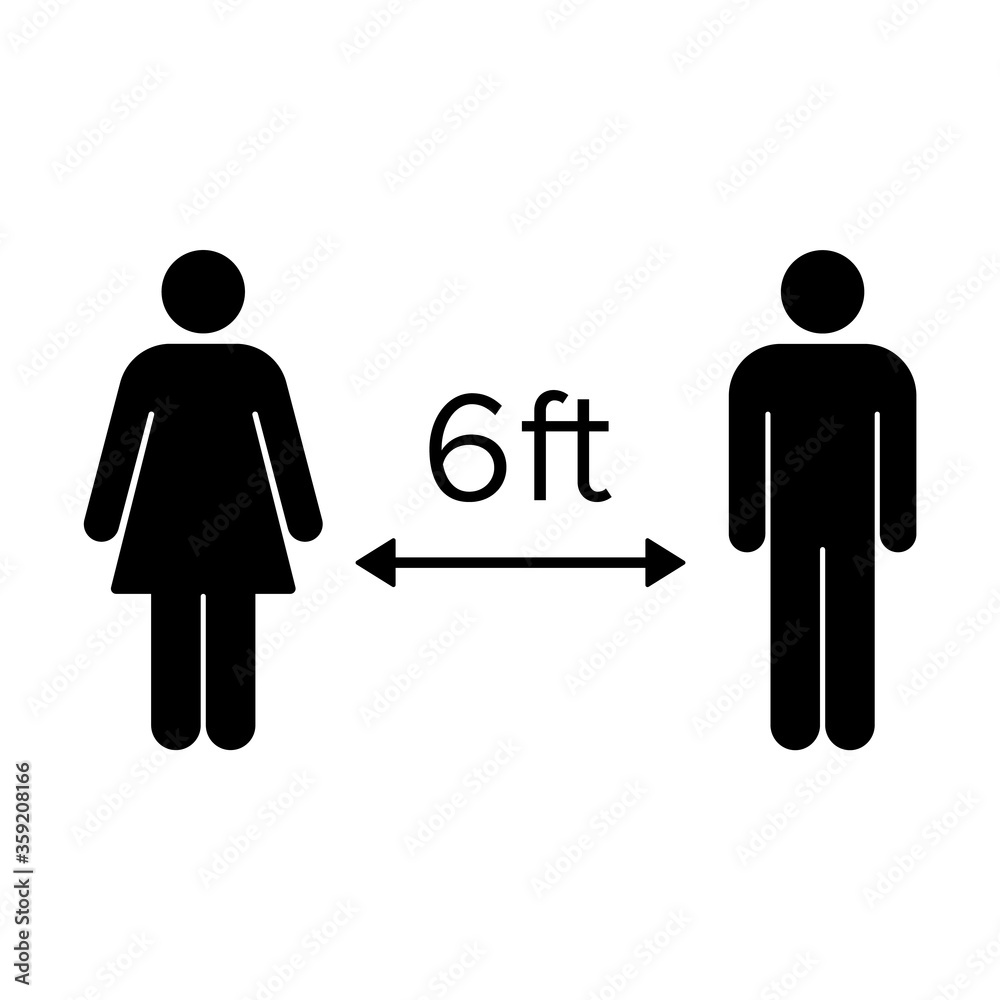 Keep distance. 6 ft, fill. Coronavirus (COVID-19) prevention. Editable vector illustration Keep distance. 6 ft, fill. Coronavirus (COVID-19) prevention. Editable vector illustration