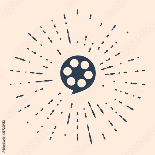 Black Film reel icon isolated on beige background. Abstract circle random dots. Vector Illustration.