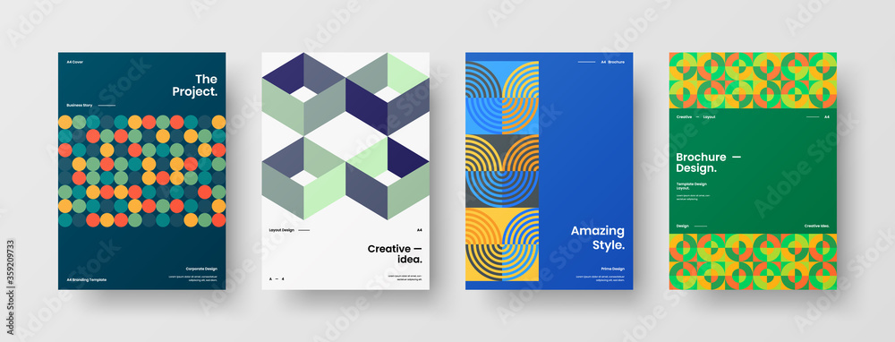 Abstract brochure cover vector design. Corporate identity geometric illustration template.