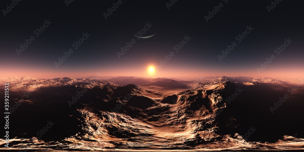 Martian landscape. HDRI . equidistant projection. Spherical panorama ...