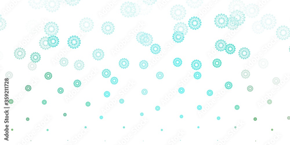 Light green vector doodle template with flowers.